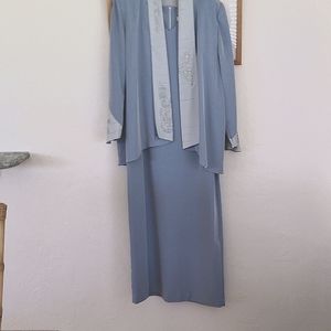 Special Occasion Formal Long Sleeveless Dress with Hand Painted Jacket